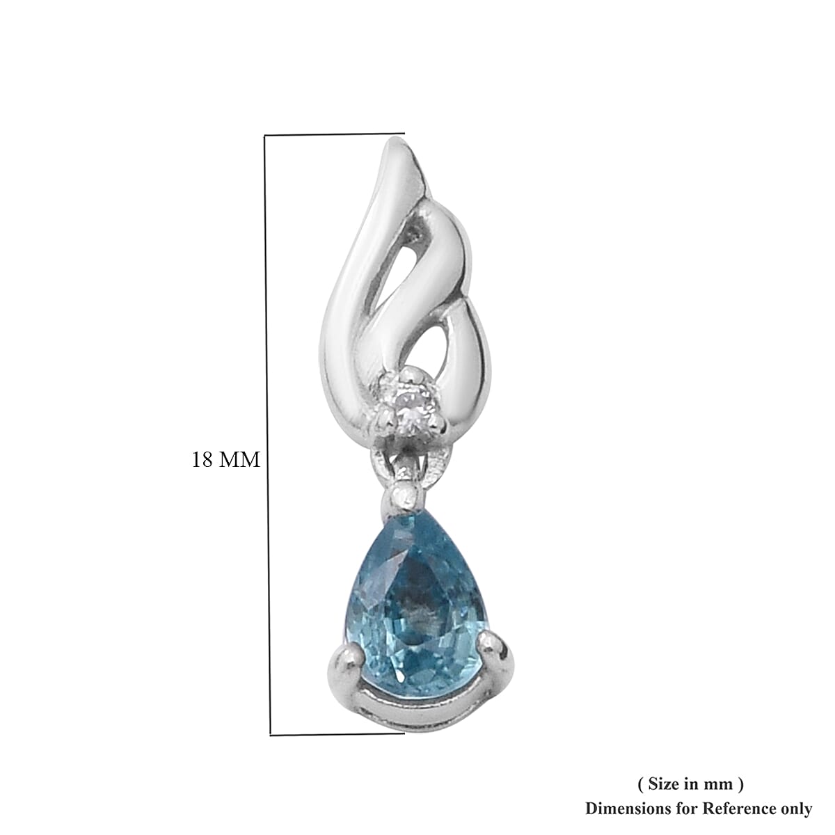 Cambodian Blue Zircon and White Zircon Pendant Necklace in Platinum Over Sterling Silver 1.46 ctw