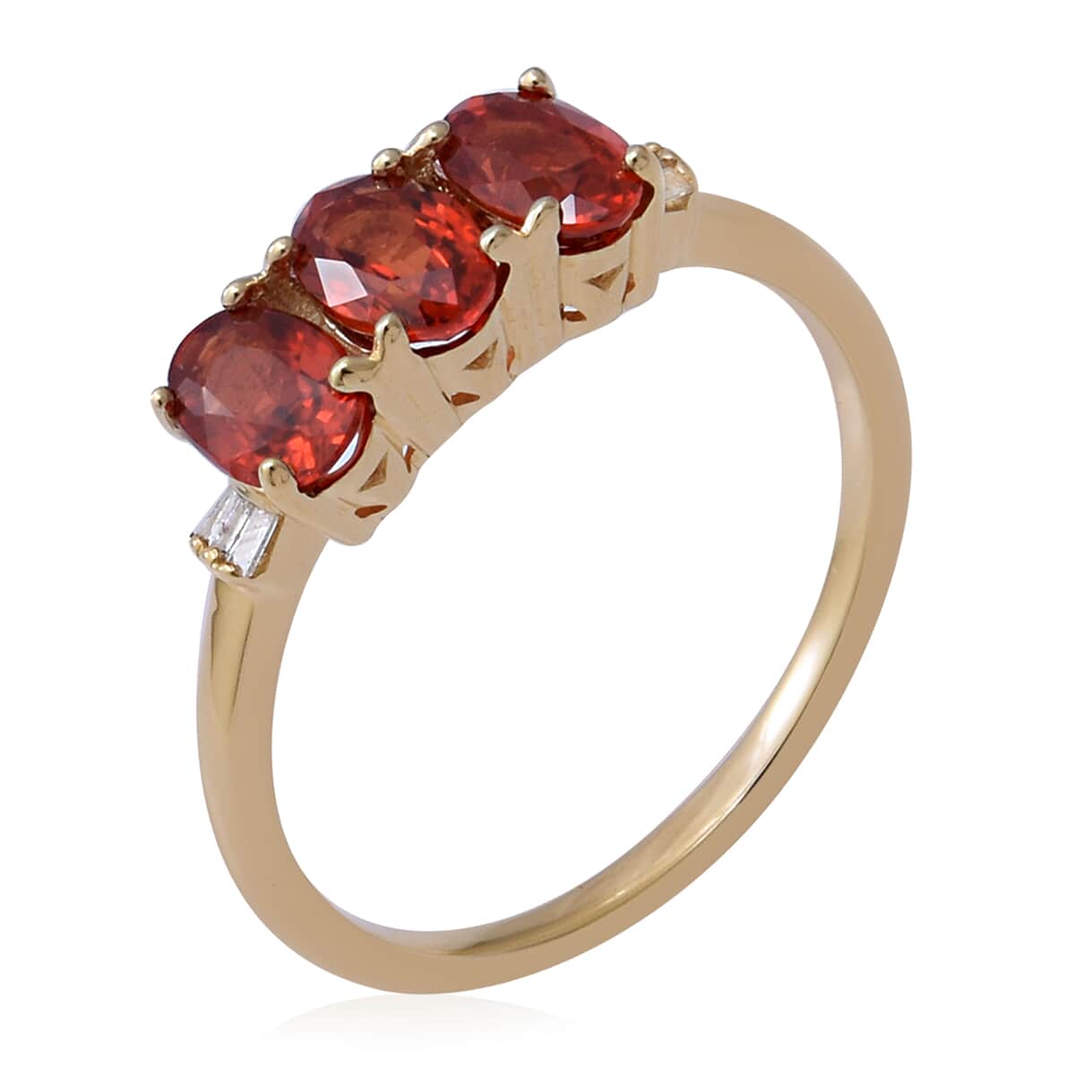 10K Yellow Gold Premium Red Sapphire and Diamond Accent Ring (Size 6.0) 2.08 Grams 1.86 ctw image number 2