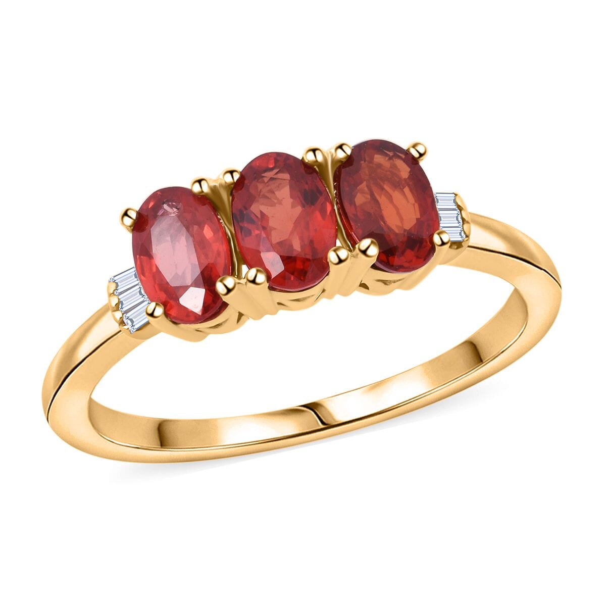 Premium Red Sapphire and Diamond Accent 1.86 ctw Ring in 10K Yellow Gold (Size 9.0) 2.08 Grams image number 0