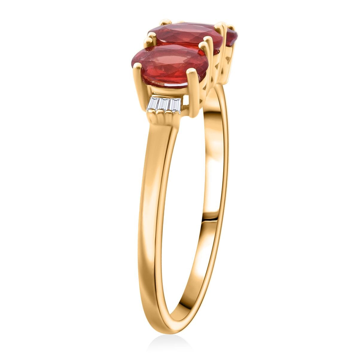 Premium Red Sapphire and Diamond Accent 1.86 ctw Ring in 10K Yellow Gold (Size 9.0) 2.08 Grams image number 3