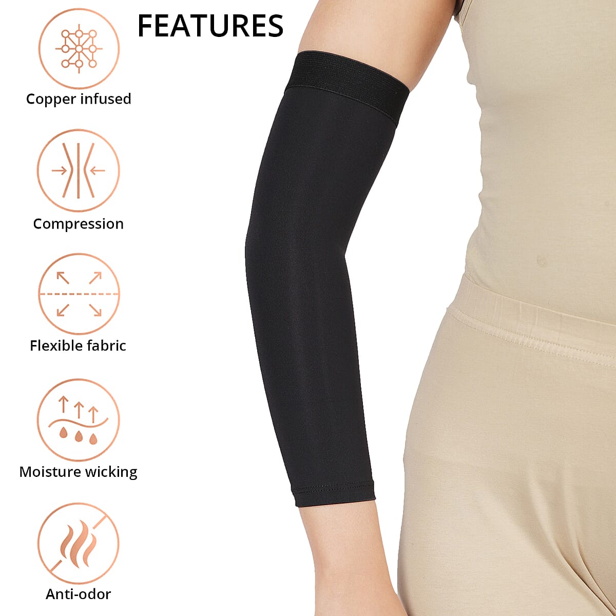 Copper Compression Recovery Elbow Sleeve- (XL) image number 2