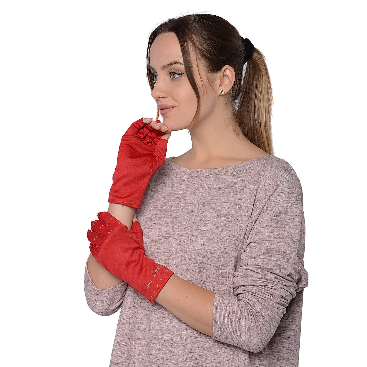 Set of 3 Black Copper Foot Sleeves, Care Glove and Anti-Fatigue Compression Calf Sleeves image number 1