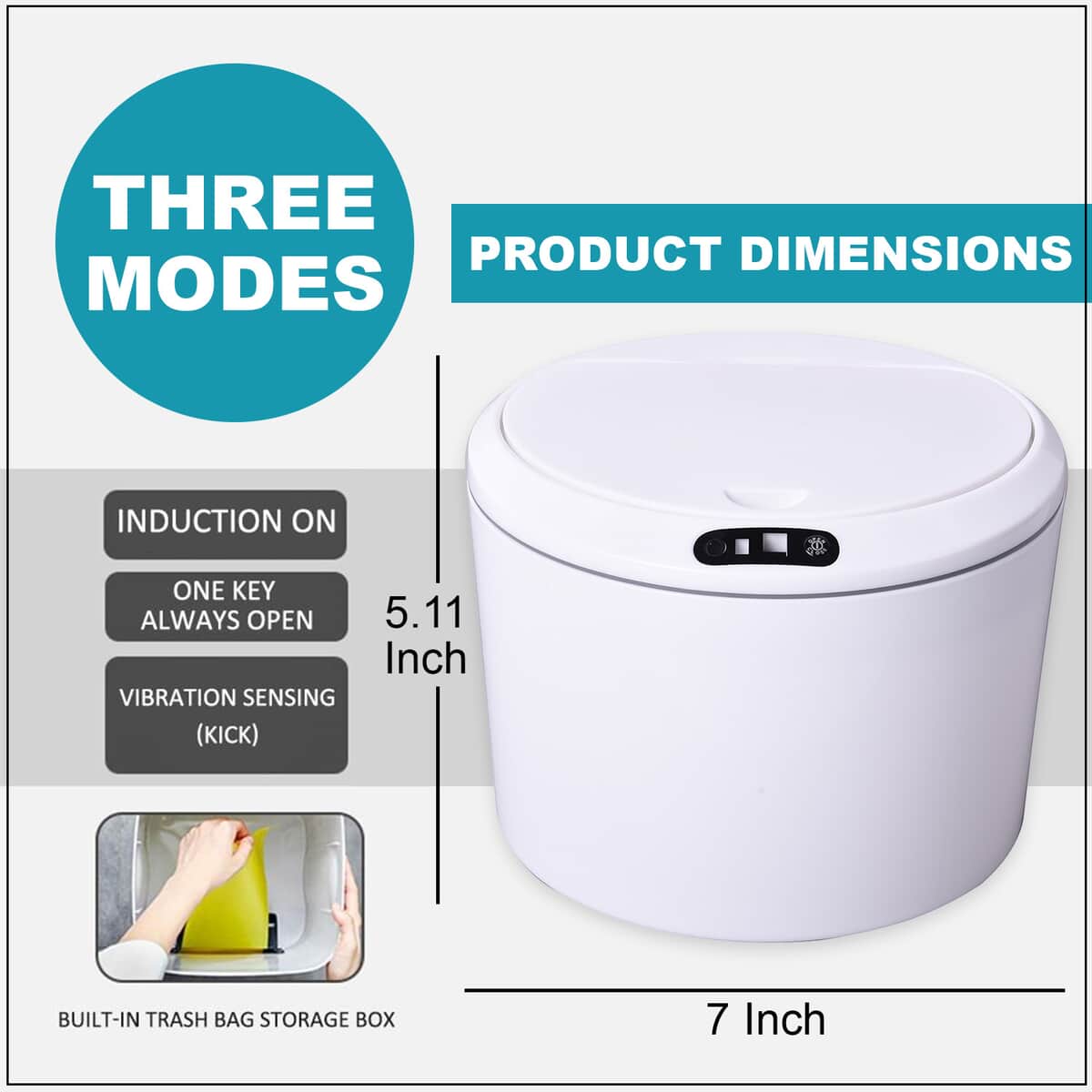 White Smart Touchless Trash Cans (2xAAA Not Included) image number 2