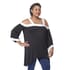 Black Cold Shoulder Tunic, One Size Missy 95% Viscose and 5% Spandex image number 2