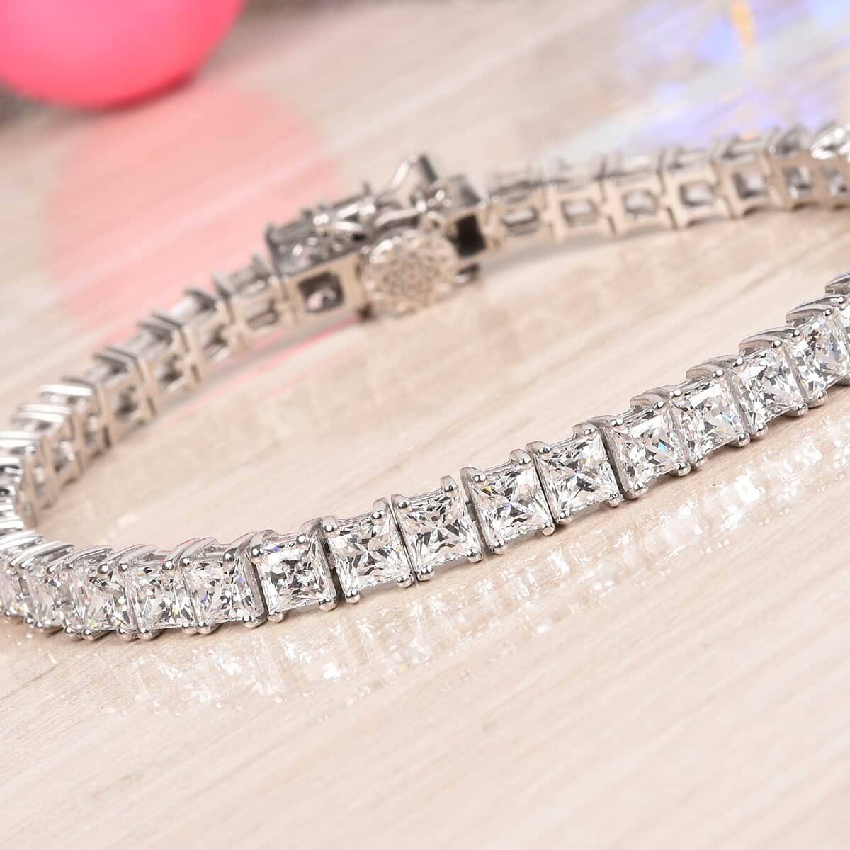 Lustro Stella Made with Finest CZ Tennis Bracelet in Platinum Over Sterling Silver (7.25 In) 25.00 ctw image number 1