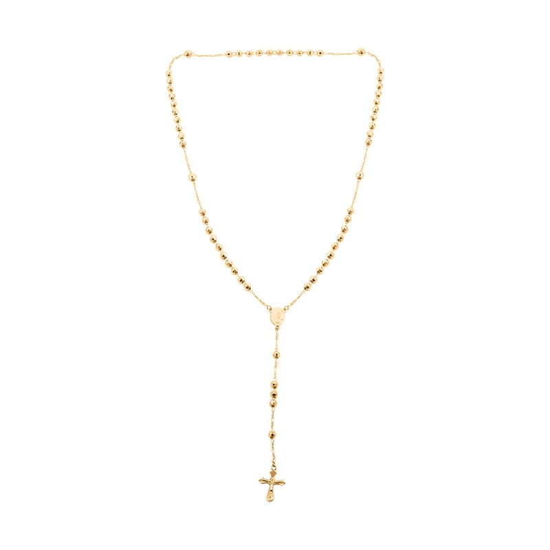 Diamond-Cut Beaded Necklace 21 Inches in Goldtone