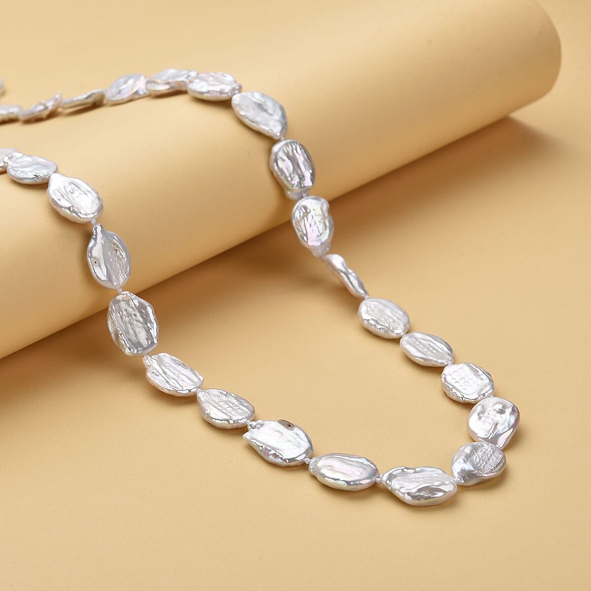 Top Rated AAA White Coin Freshwater Cultured Pearl Necklace 30 Inches image number 1