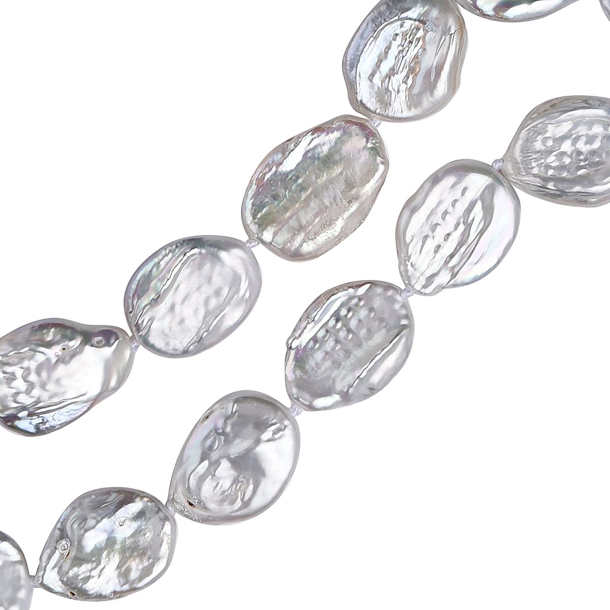Top Rated AAA White Coin Freshwater Cultured Pearl Necklace 30 Inches image number 3
