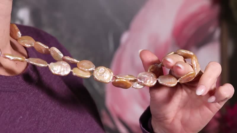 AAA Peach Coin Freshwater Cultured Pearl Necklace (30 Inches)