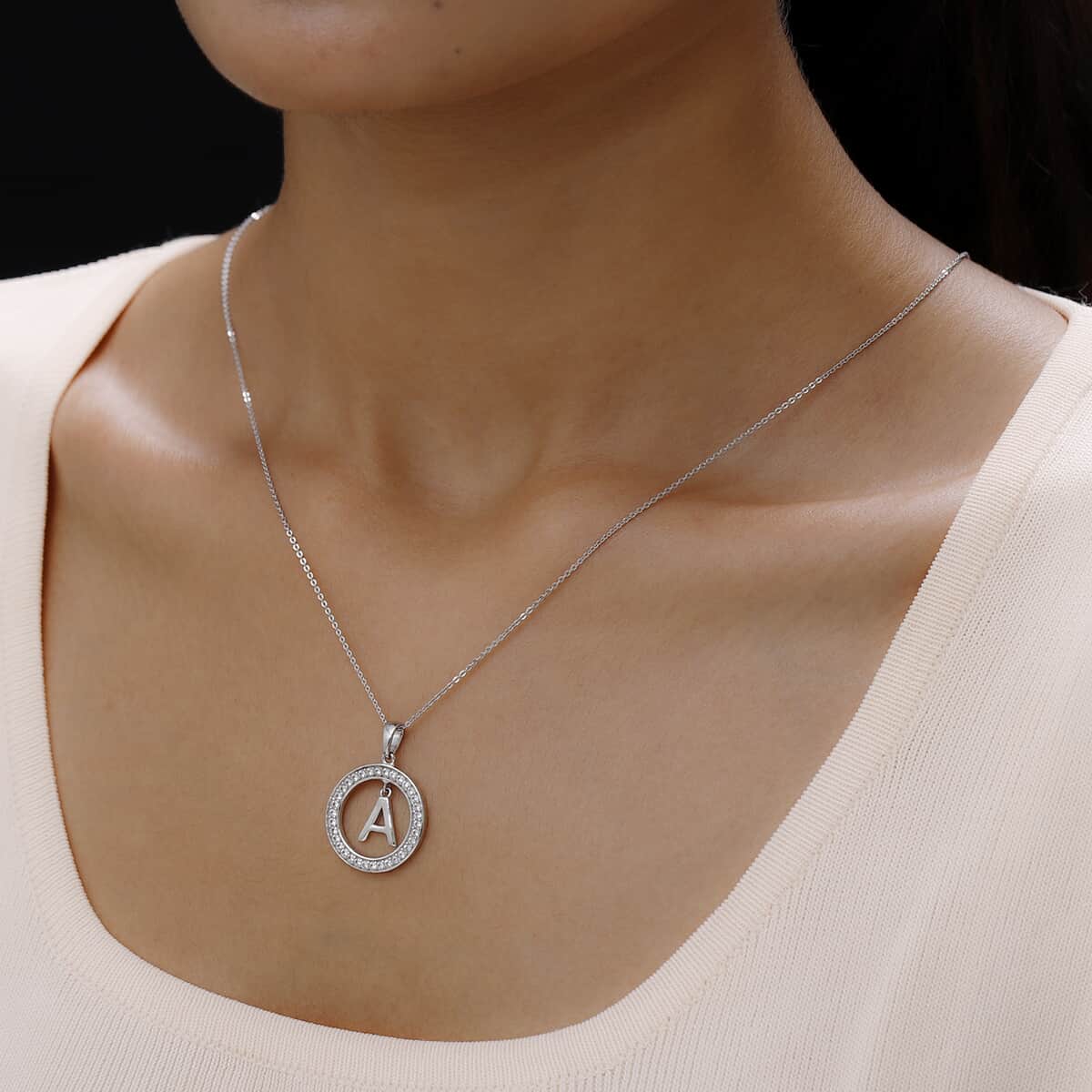 Natural White Zircon A Pendant Necklace 20 Inches in Platinum Over Sterling Silver image number 2