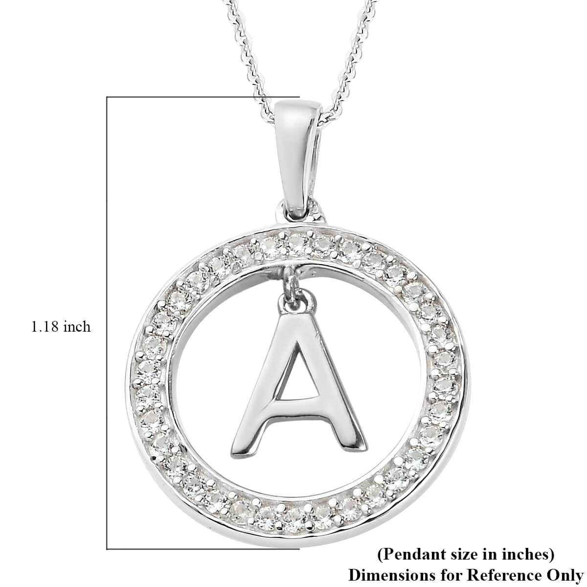 Natural White Zircon A Pendant Necklace 20 Inches in Platinum Over Sterling Silver image number 4