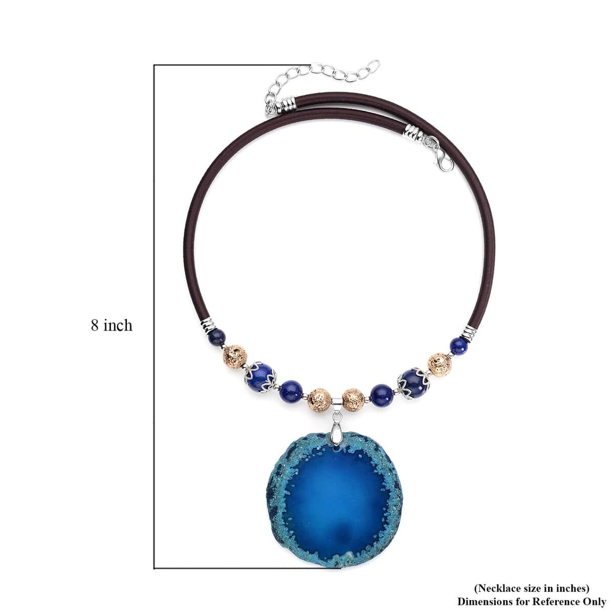 Enhanced Blue Agate and Multi Gemstone Necklace 17-19 Inches in Cord and Silvertone 190.00 ctw image number 5