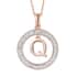 Natural White Zircon Q Pendant Necklace 20 Inches in Vermeil Rose Gold Over Sterling Silver 0.70 ctw image number 0