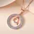 Natural White Zircon Q Pendant Necklace 20 Inches in Vermeil Rose Gold Over Sterling Silver 0.70 ctw image number 1