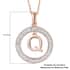 Natural White Zircon Q Pendant Necklace 20 Inches in Vermeil Rose Gold Over Sterling Silver 0.70 ctw image number 6