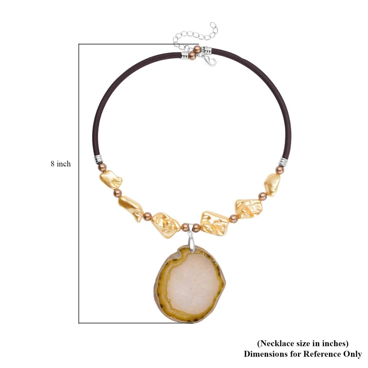 Enhanced Yellow Agate and Golden Color Shell Pearl, Golden Color Glass Necklace 17-19 Inches in Cord and Silvertone 190.00 ctw image number 5