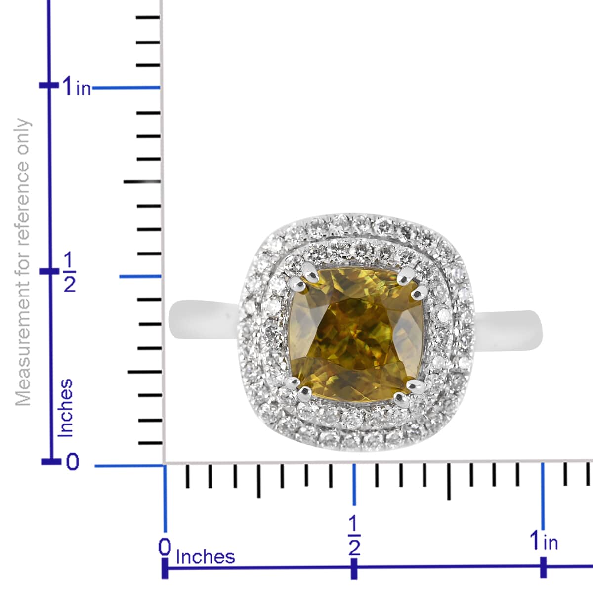 Appraised RHAPSODY 950 Platinum AAAA Sava Sphene and E-F VS Diamond Double Halo Ring 7.02 Grams 2.35 ctw image number 4