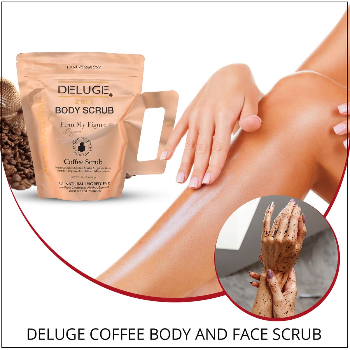 Deluge Coffee Body and Face Scrub (10oz) Made in USA image number 1