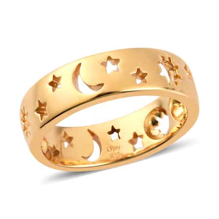 Moon Star Cut-out Band Ring in Vermeil Yellow Gold Over Sterling Silver (Size 8.0) 4.40 Grams image number 0