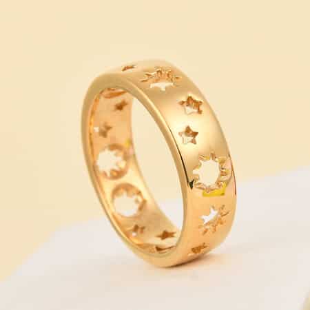 Moon Star Cut-out Band Ring in Vermeil Yellow Gold Over Sterling Silver (Size 8.0) 4.40 Grams image number 1