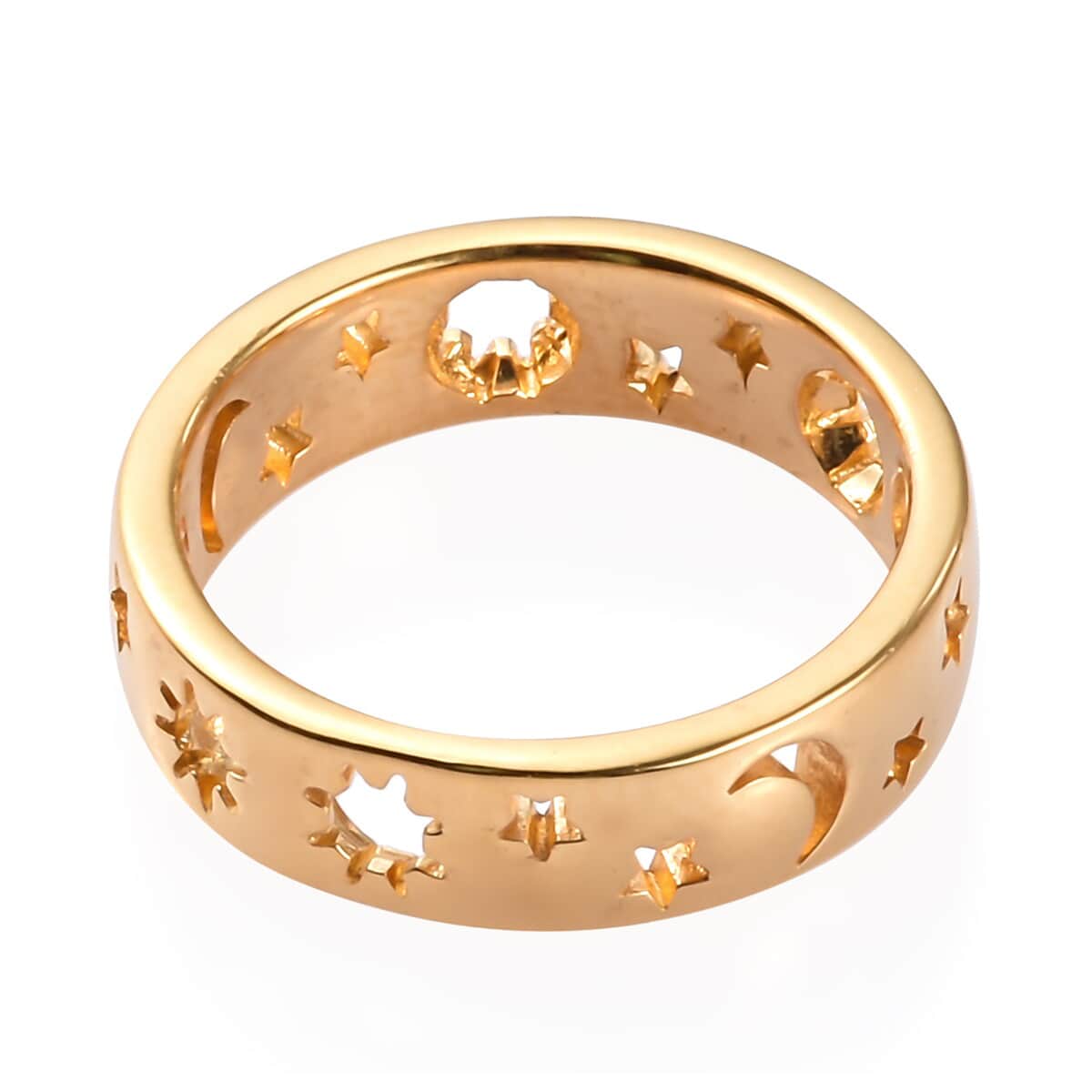 Moon Star Cut-out Band Ring in Vermeil Yellow Gold Over Sterling Silver (Size 8.0) 4.40 Grams image number 4