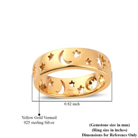 Moon Star Cut-out Band Ring in Vermeil Yellow Gold Over Sterling Silver (Size 8.0) 4.40 Grams image number 5