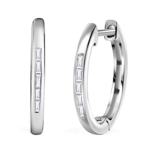 Diamond 0.10 ctw Earrings in Platinum Over Sterling Silver