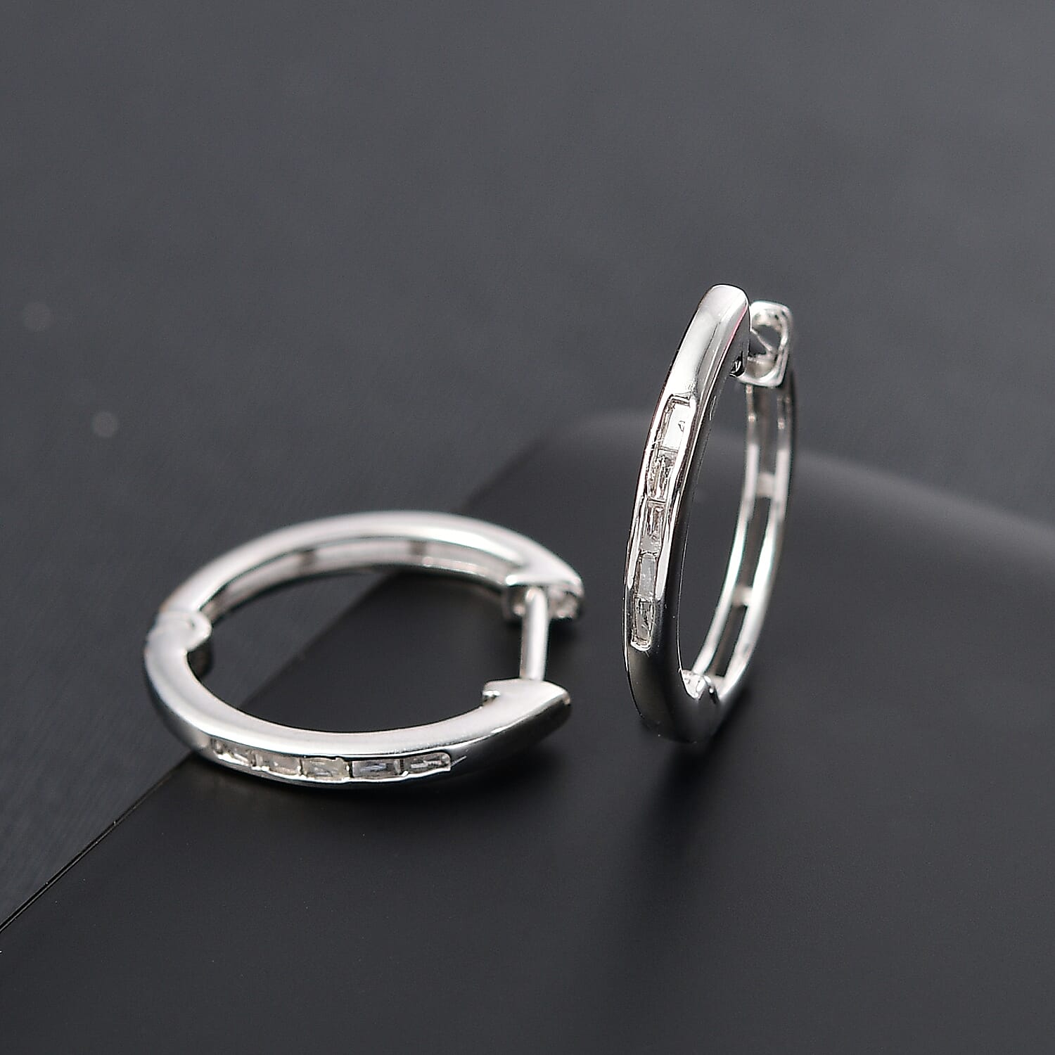 Diamond 0.10 ctw Earrings in Platinum Over Sterling Silver