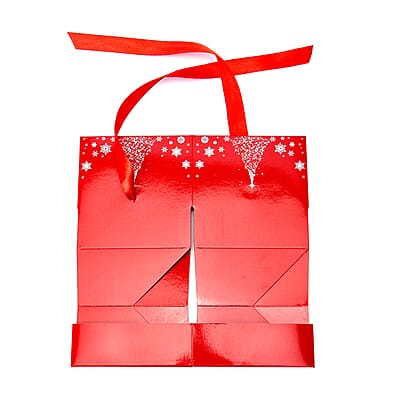 Set of 10pcs Red Paper, Ribbon Bow Snowflakes and Christmas Tree Pattern Gift Box with Christmas Tree Card and Stocking Card