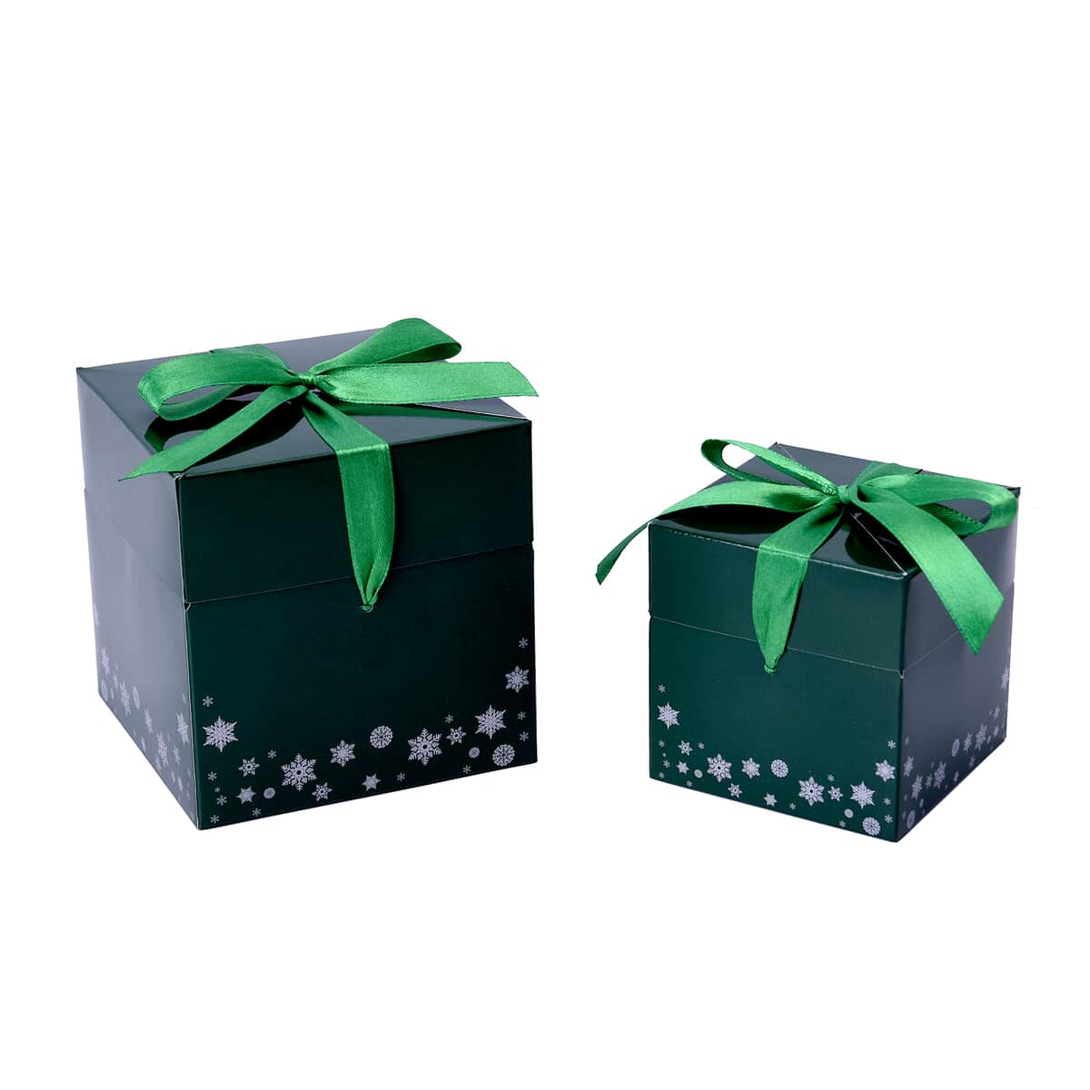 Set of 10pcs Green Paper, Ribbon Bow Snowflakes and Christmas Tree Pattern Gift Box (4x4, 3x3) with Christmas Tree Card and Stocking Card image number 6