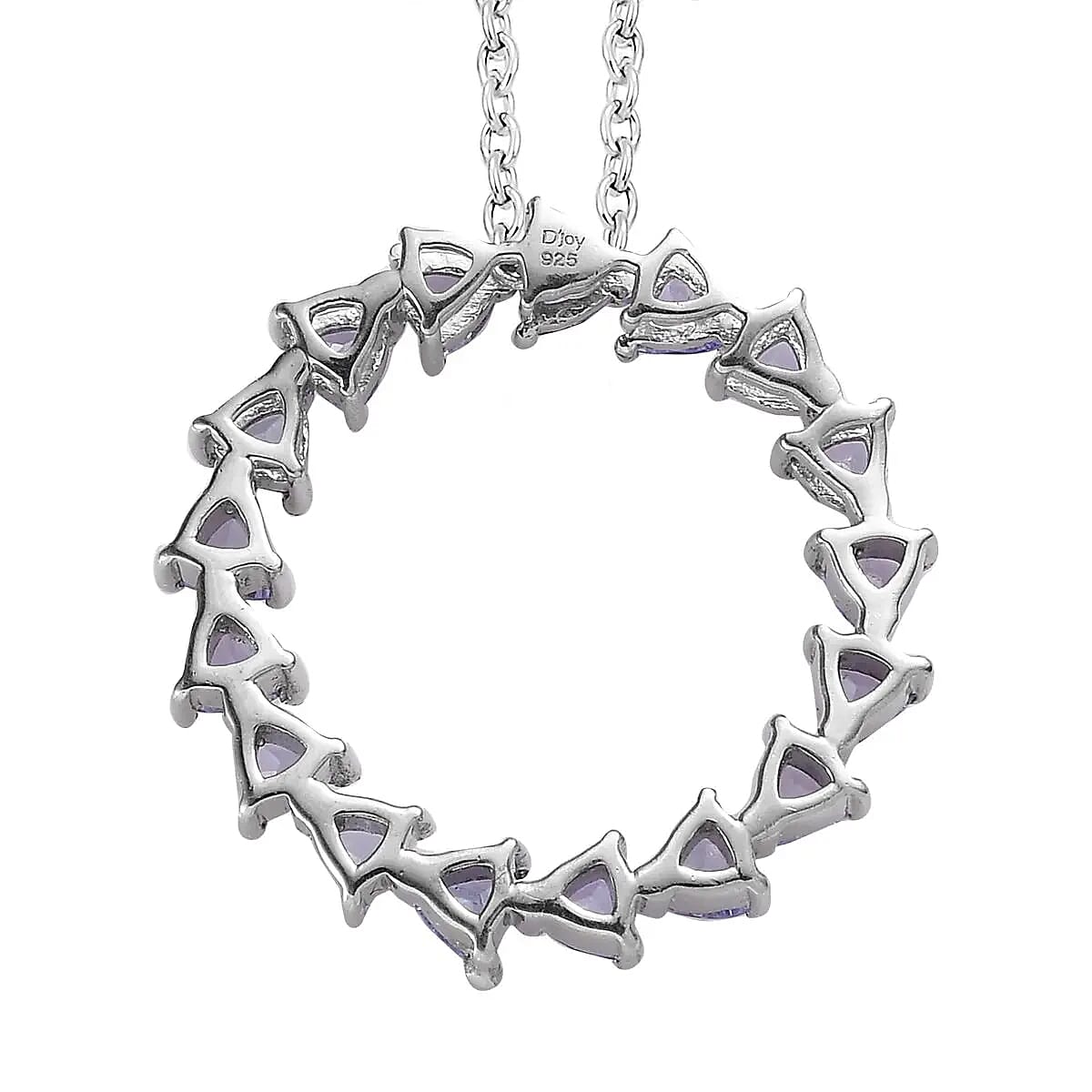 Tanzanite 1.85 ctw Circle Pendant Necklace in Platinum Over Sterling Silver 20 Inches