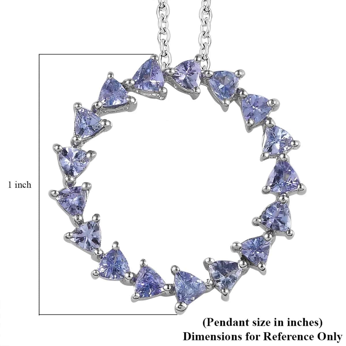 Tanzanite Circle Pendant Necklace (20 Inches) in Platinum Over Sterling Silver image number 6