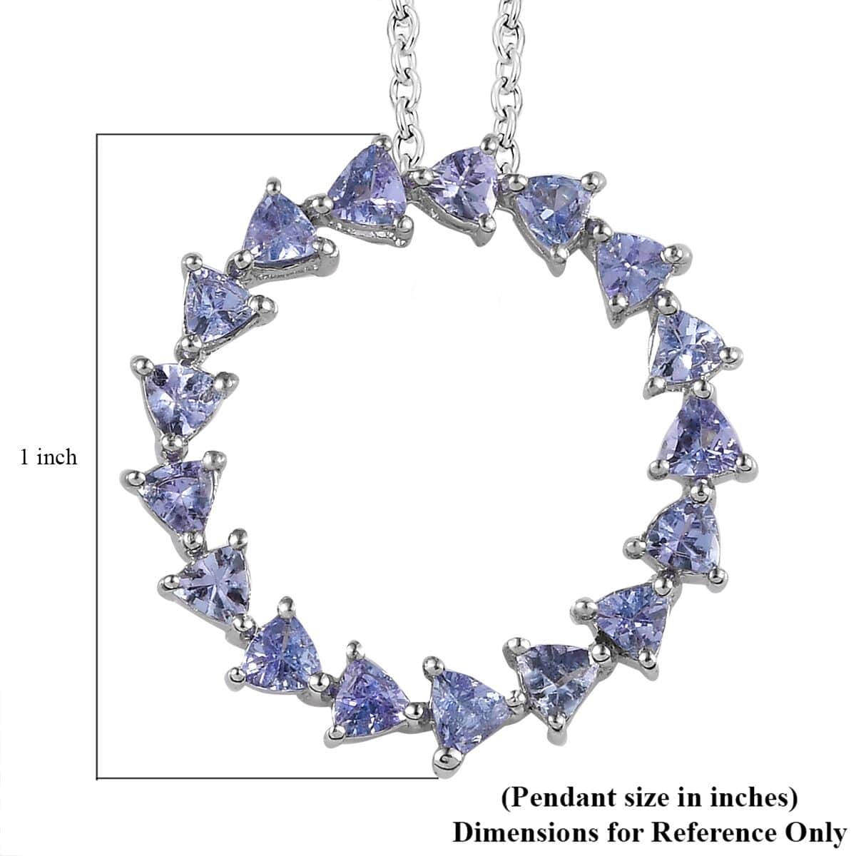 Tanzanite Circle Pendant Necklace (20 Inches) in Platinum Over Sterling Silver image number 8