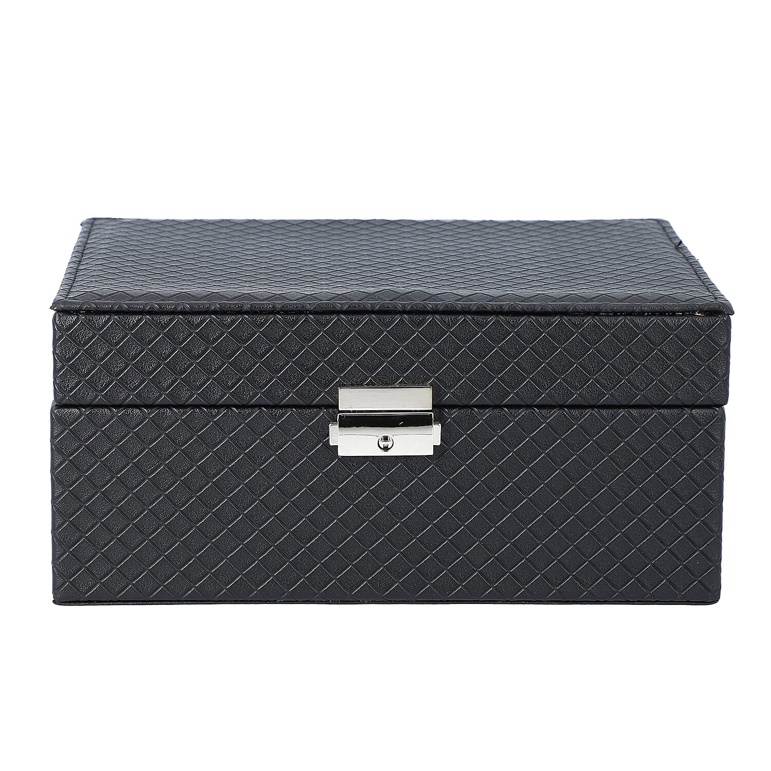 Black Faux Leather 2 Tier Music Jewelry Box with Dancer