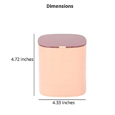 Pink with Purple 360 Degree Rotatable Square Shape 4 Tier Jewelry Organizer with Mirror