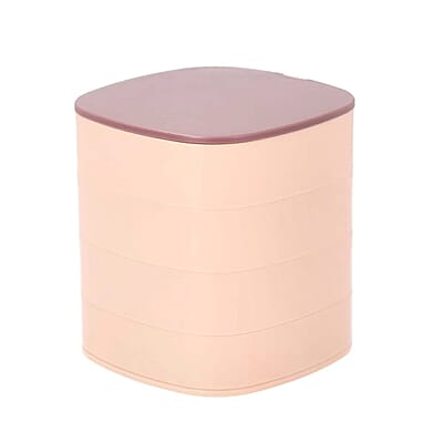 Pink with Purple 360 Degree Rotatable Square Shape 4 Tier Jewelry Organizer with Mirror