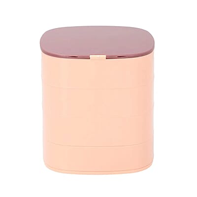 Pink with Purple 360 Degree Rotatable Square Shape 4 Tier Jewelry Organizer with Mirror