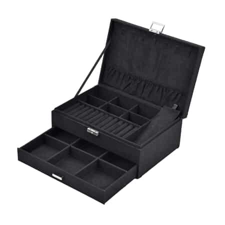 Buy Gray Velvet Jewelry Box with Anti Tarnish Lining & Lock, Anti Tarnish  Jewelry Case, Jewelry Organizer, Jewelry Storage Box (8 Necklace Hooks, 8  Earrings/Pendant Sections and 10 Rings Slots) at ShopLC.