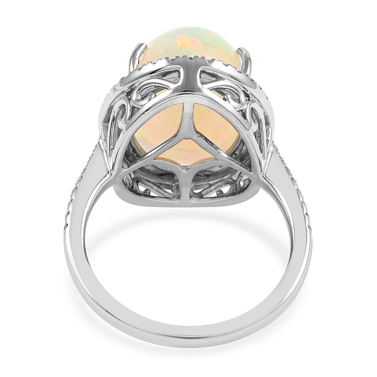 Rhapsody 6.50 ctw AAAA Ethiopian Welo Opal and Diamond E-F VS Halo Ring in 950 Platinum (Size 10.0) 8 Grams