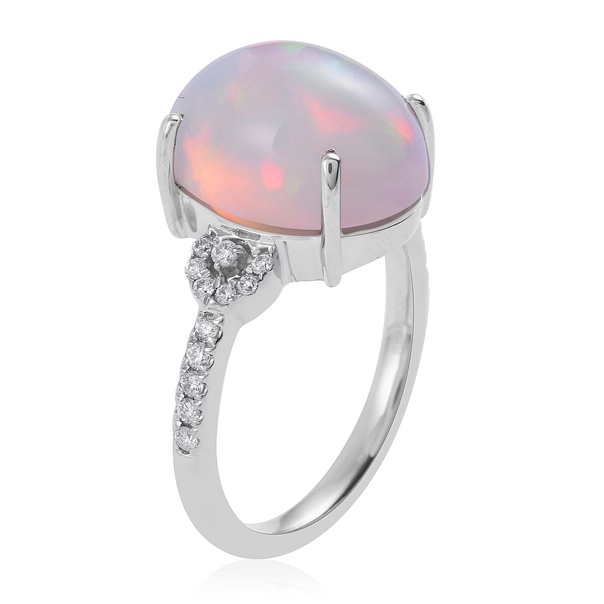 RHAPSODY 950 Platinum AAAA Ethiopian Welo Opal and E-F VS Diamond Ring 6.50 Grams 4.10 ctw image number 2