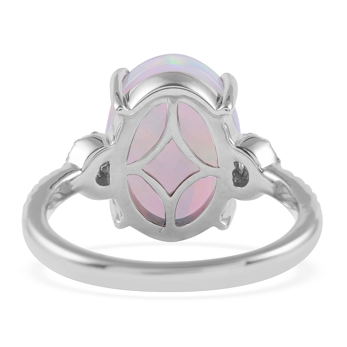 RHAPSODY 950 Platinum AAAA Ethiopian Welo Opal and E-F VS Diamond Ring 6.50 Grams 4.10 ctw image number 3