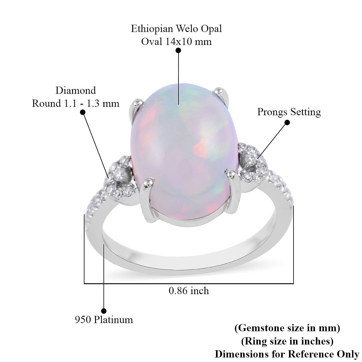 RHAPSODY 950 Platinum AAAA Ethiopian Welo Opal and E-F VS Diamond Ring 6.50 Grams 4.10 ctw image number 4