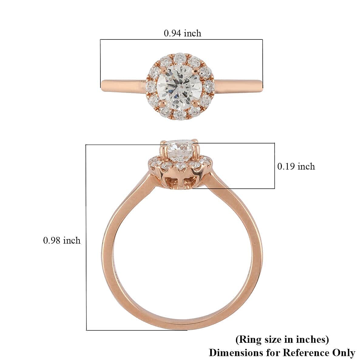 NY Closeout Diamond 0.65 ctw Ring in 14K Rose Gold (Size 6.5)