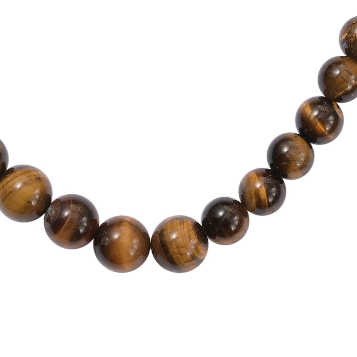South African Tigers Eye Beaded Necklace 18 Inches in Sterling Silver 260.14 ctw image number 3