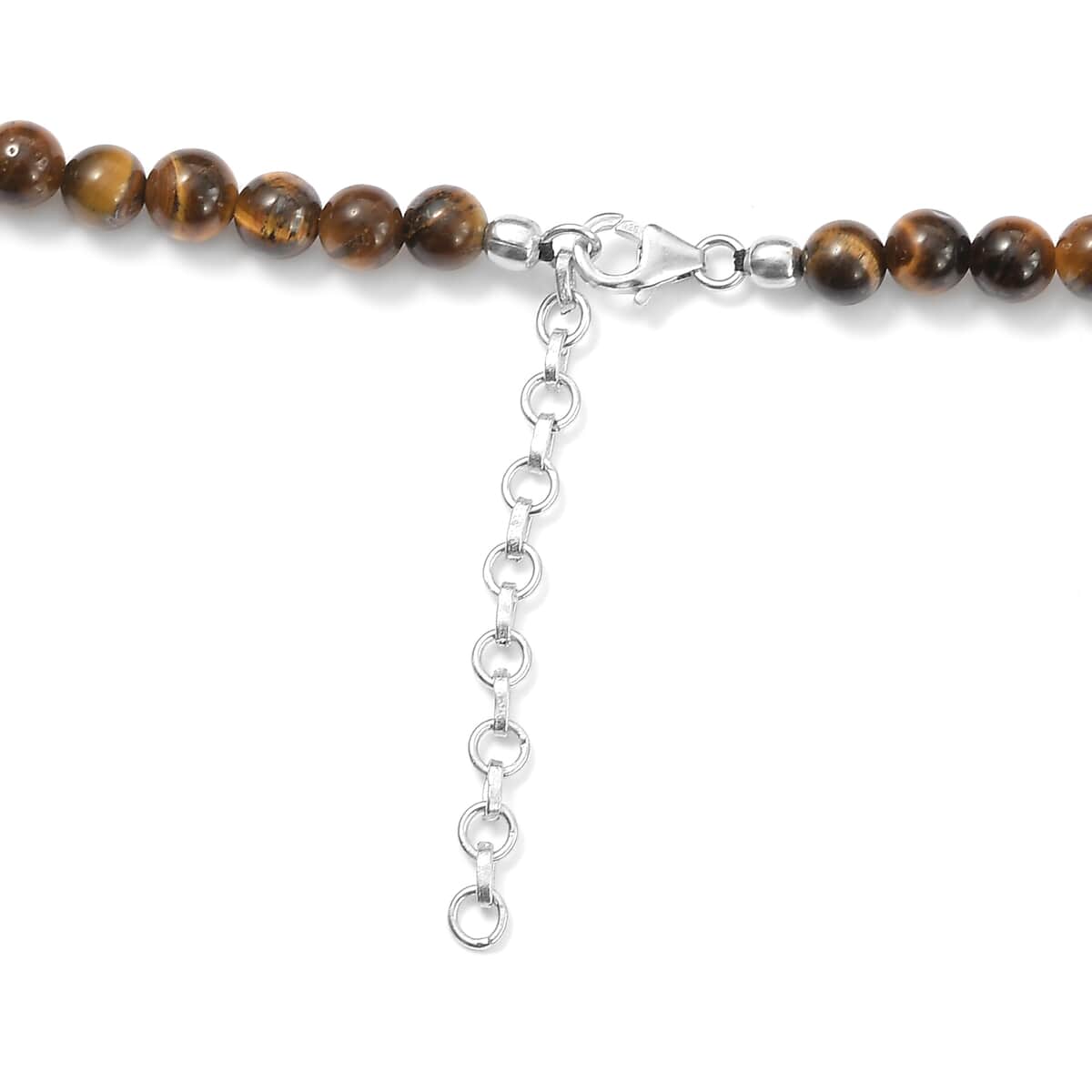 South African Tigers Eye Beaded Necklace 18 Inches in Sterling Silver 260.14 ctw image number 4