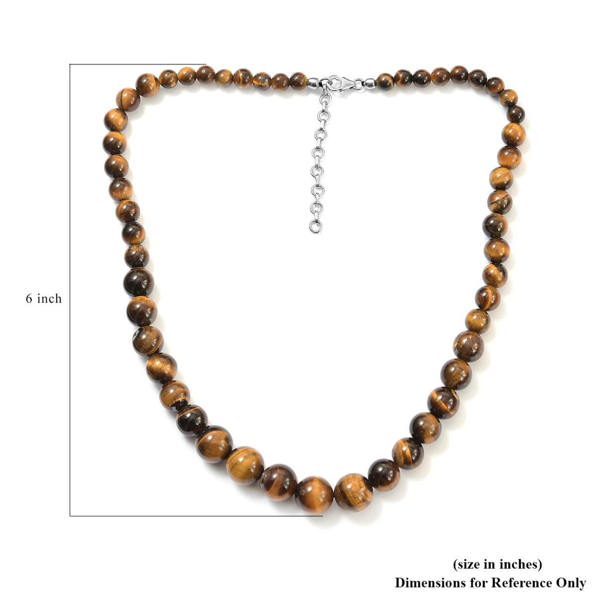 South African Tigers Eye Beaded Necklace 18 Inches in Sterling Silver 260.14 ctw image number 5