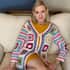 Passage 100% Cotton Crochet White and Multi Color Square Cardigan- (XL) image number 3