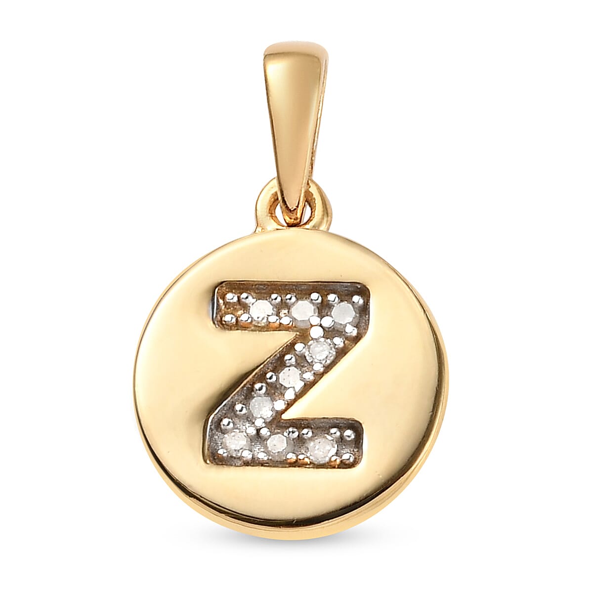 Lolos Exclusive Pick's Diamond Initial Z Pendant without Chain in 14K Yellow Gold Over Sterling Silver 0.07 ctw