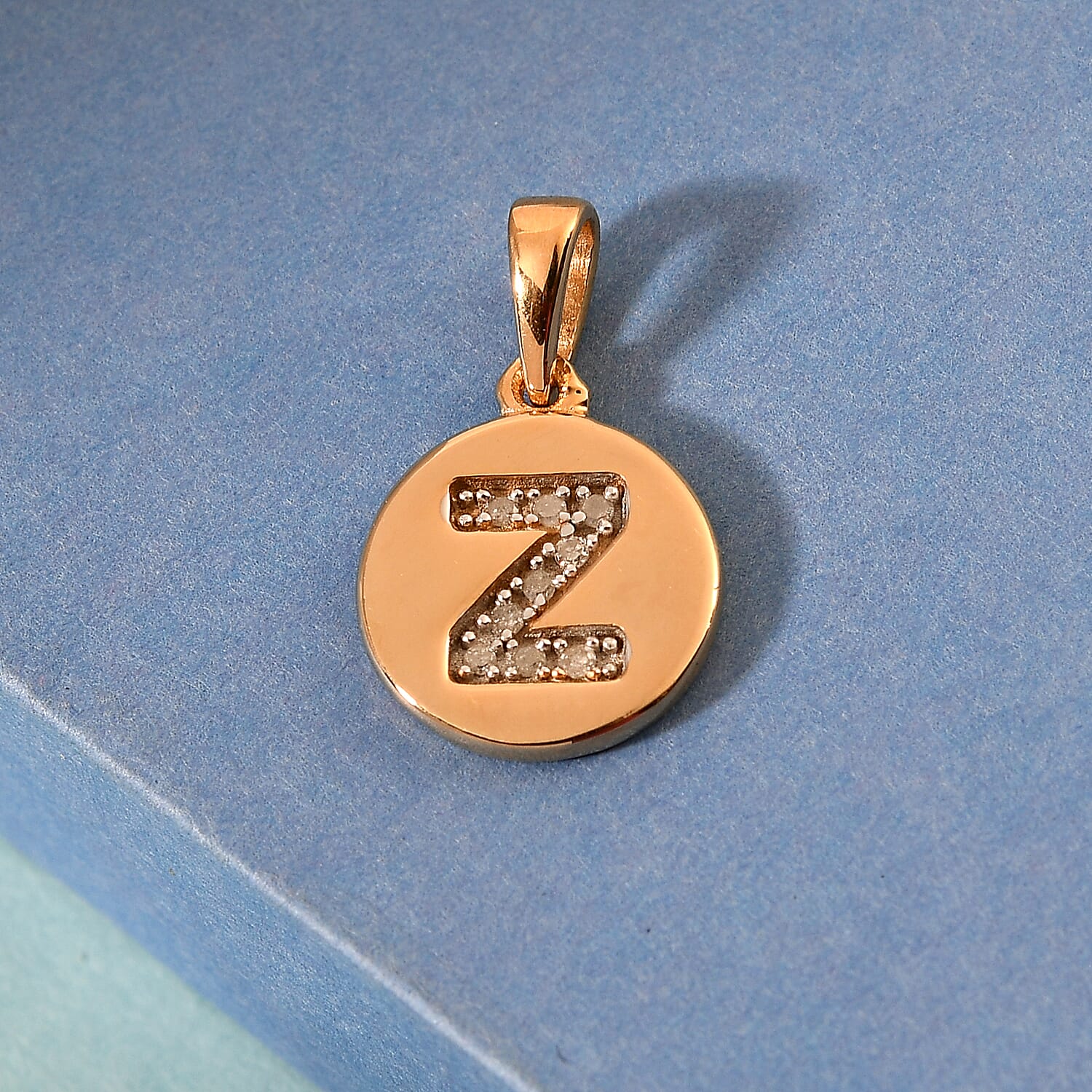 Lolos Exclusive Pick's Diamond Initial Z Pendant without Chain in 14K Yellow Gold Over Sterling Silver 0.07 ctw