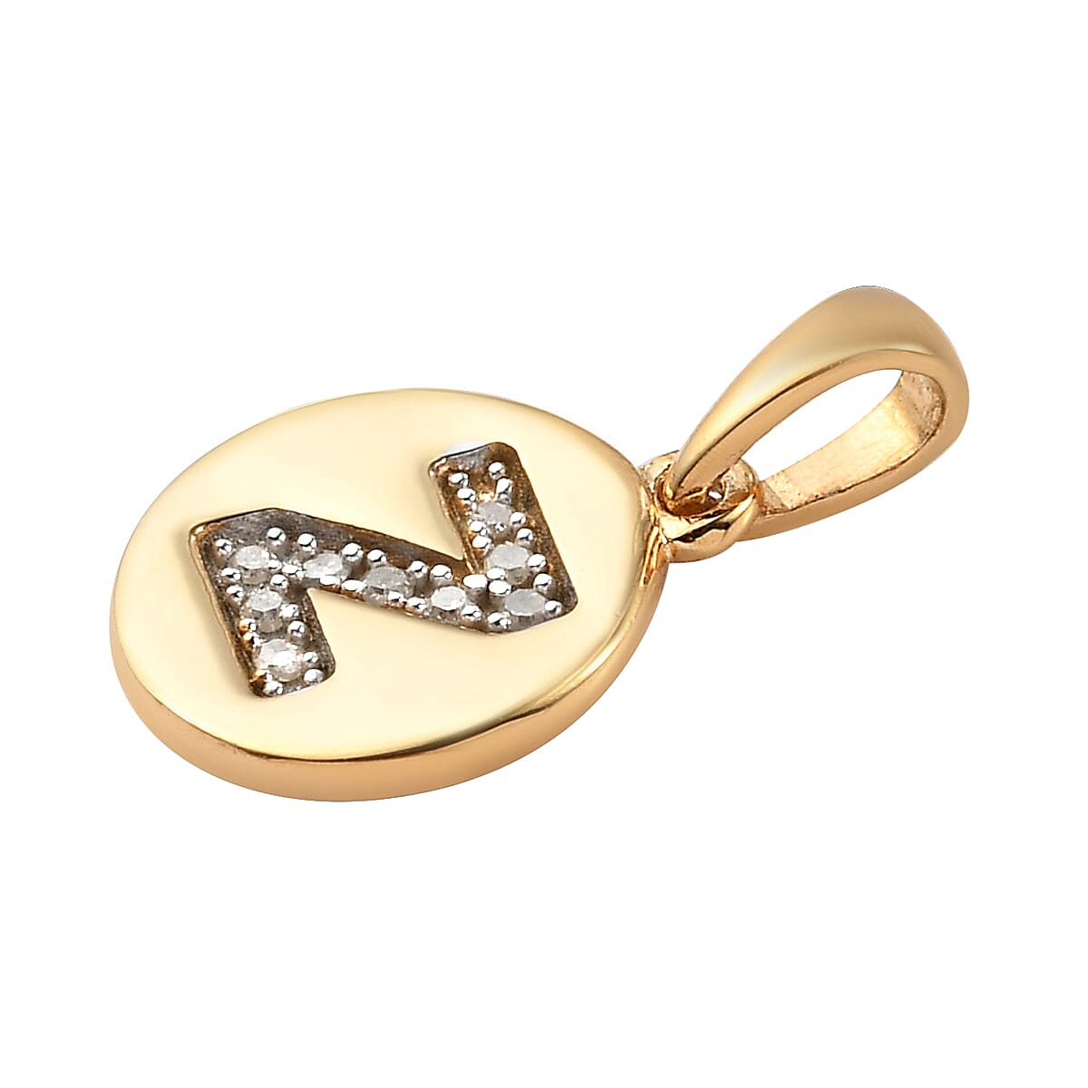 Lolos Exclusive Pick's Diamond Initial Z Pendant without Chain in 14K Yellow Gold Over Sterling Silver 0.07 ctw